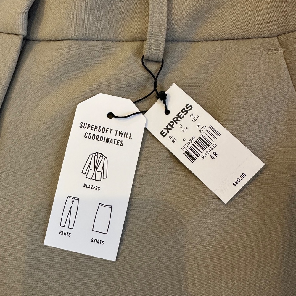 NWT Express Beige/Taupe Mid Rise Boot Supersoft Twill Pant - 4R - Picture 4 of 16